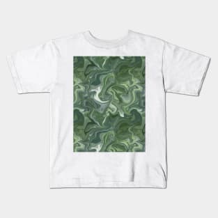 Emerald Green Silk Marble - Digital Liquid Paint Kids T-Shirt